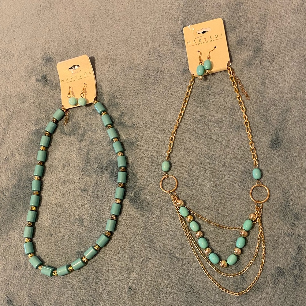 2 for 1 necklaces with matching earrings